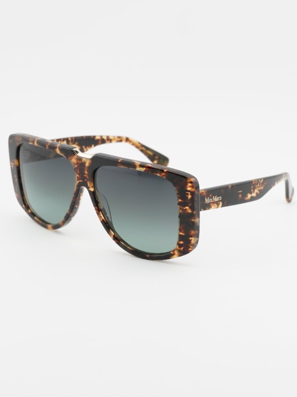 Max Mara SPARK1 MM0075 52P Sunglasses Havana Shield Frame, Green Lenses